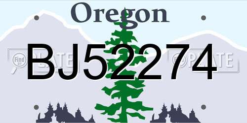BJ52274 Oregon License Plate