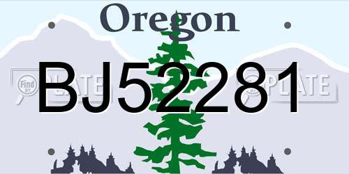 BJ52281 Oregon License Plate
