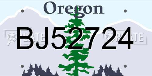BJ52724 Oregon License Plate