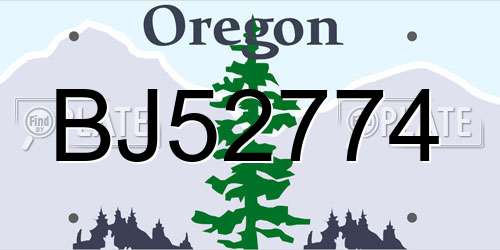 BJ52774 Oregon License Plate