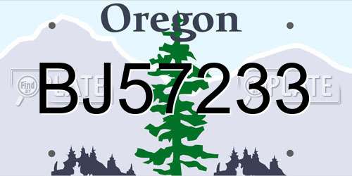 BJ57233 Oregon License Plate