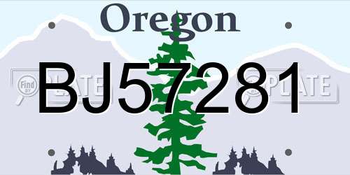 BJ57281 Oregon License Plate