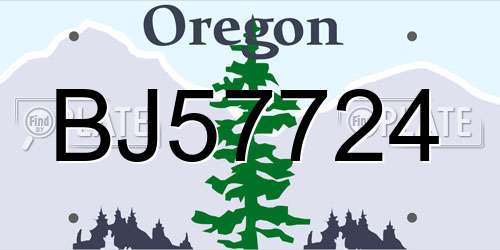 BJ57724 Oregon License Plate