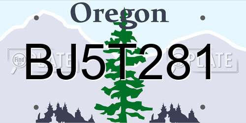 BJ5T281 Oregon License Plate