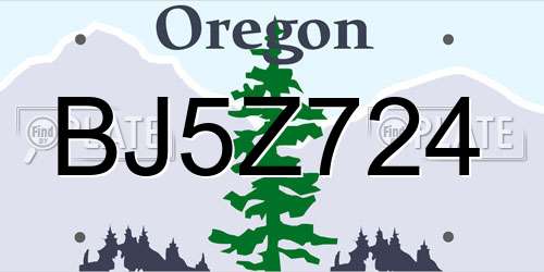 BJ5Z724 Oregon License Plate