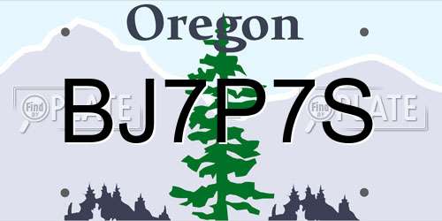 BJ7P7S Oregon License Plate