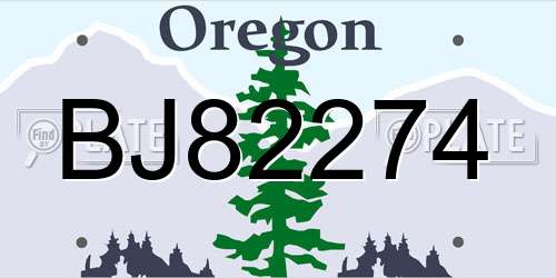 BJ82274 Oregon License Plate