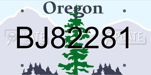BJ82281 Oregon License Plate