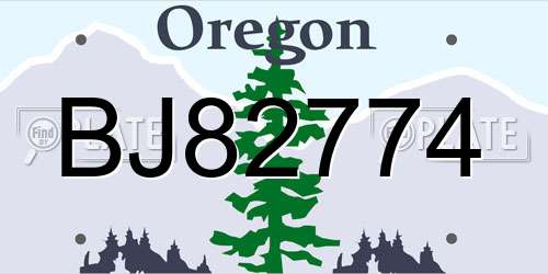BJ82774 Oregon License Plate