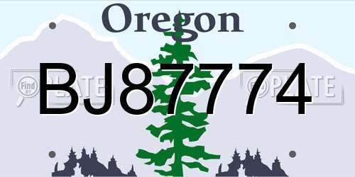 BJ87774 Oregon License Plate