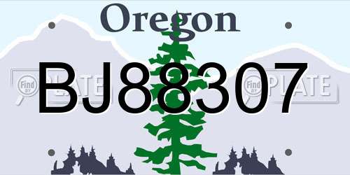 BJ88307 Oregon License Plate