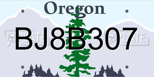 BJ8B307 Oregon License Plate