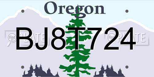 BJ8T724 Oregon License Plate