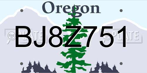 BJ8Z751 Oregon License Plate