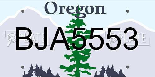 BJA5553 Oregon License Plate