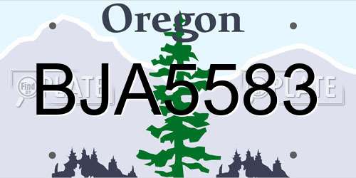 BJA5583 Oregon License Plate
