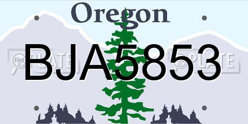 BJA5853 Oregon License Plate