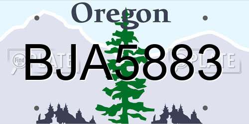 BJA5883 Oregon License Plate
