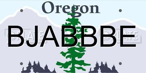 BJABBBE Oregon License Plate
