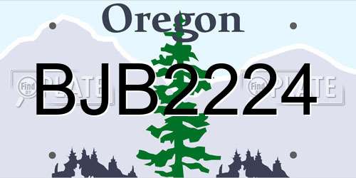 BJB2224 Oregon License Plate