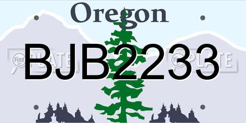 BJB2233 Oregon License Plate