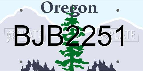 BJB2251 Oregon License Plate