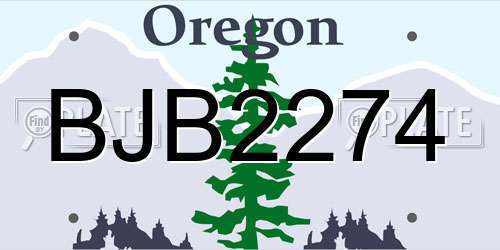 BJB2274 Oregon License Plate