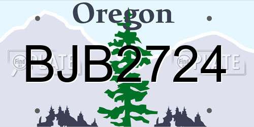 BJB2724 Oregon License Plate