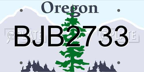 BJB2733 Oregon License Plate