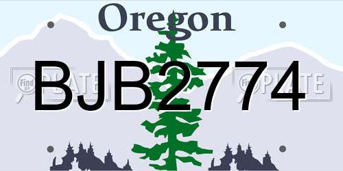 BJB2774 Oregon License Plate