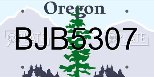 BJB5307 Oregon License Plate
