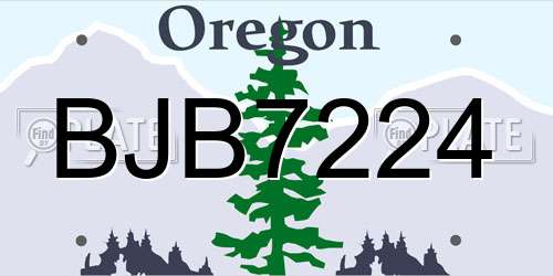 BJB7224 Oregon License Plate
