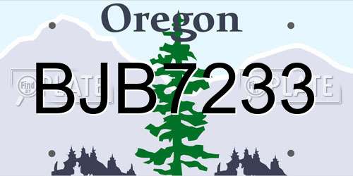 BJB7233 Oregon License Plate