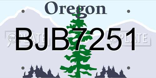 BJB7251 Oregon License Plate