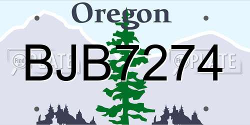 BJB7274 Oregon License Plate