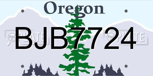 BJB7724 Oregon License Plate