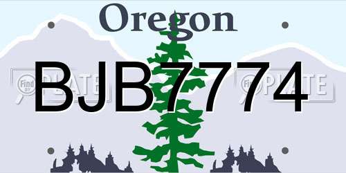 BJB7774 Oregon License Plate