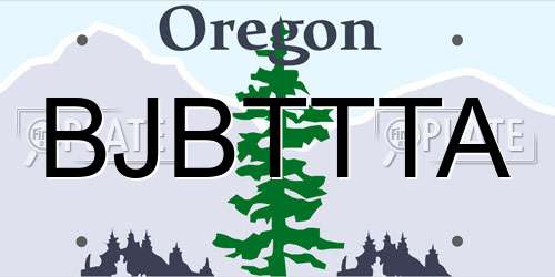 BJBTTTA Oregon License Plate