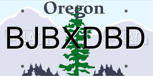 BJBXDBD Oregon License Plate
