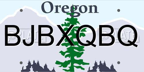 BJBXQBQ Oregon License Plate