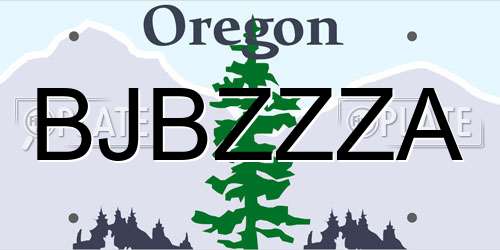 BJBZZZA Oregon License Plate