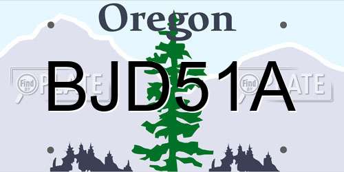 BJD51A Oregon License Plate