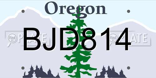 BJD814 Oregon License Plate
