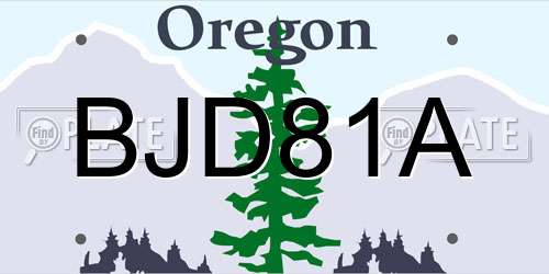 BJD81A Oregon License Plate