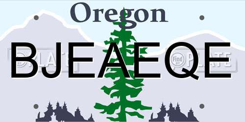 BJEAEQE Oregon License Plate