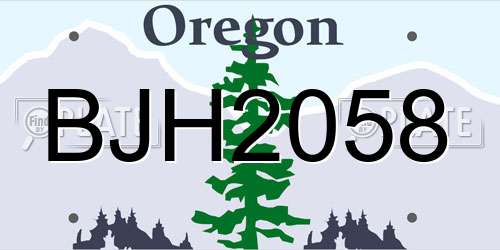 BJH2058 Oregon License Plate