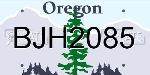 BJH2085 Oregon License Plate