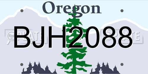 BJH2088 Oregon License Plate