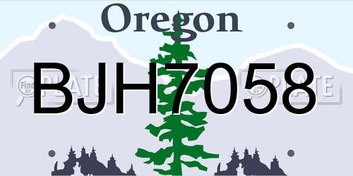 BJH7058 Oregon License Plate