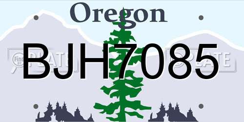 BJH7085 Oregon License Plate